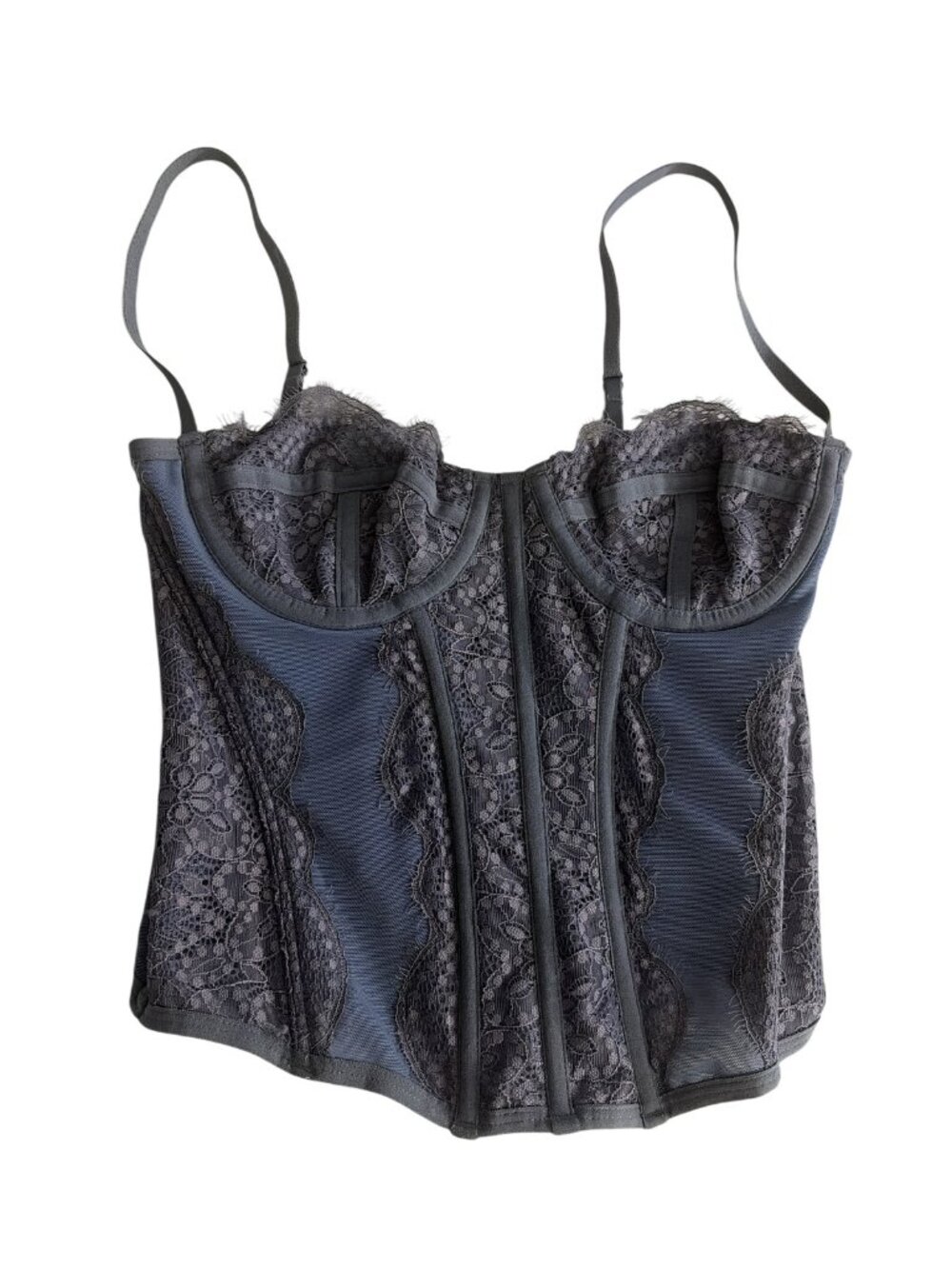 Urban Outfitters Size Medium (M) Gray Lace Corselette Bustier Adjustable Straps